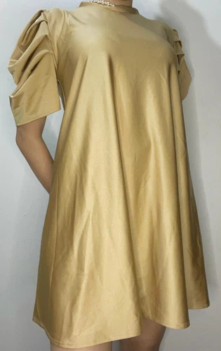 Bomb Sleeve Dress Size L - Golden Satin - photo 3