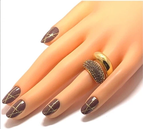 18k Yellow Gold & Jewelry Bronze 3.00ctw Crystal Ring - photo 2