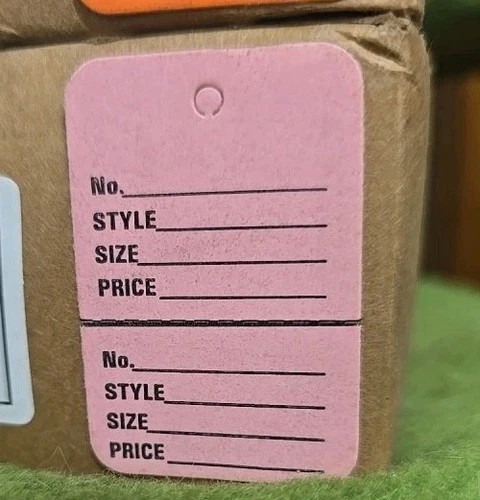 Small pink perforated price tag coupons, 2 pieces/1000, 1"7/8 x