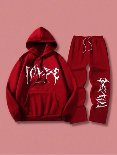 Manfinity Men's Hoodie & Sweatpants Set - Red Letter Print - Siz - photo 2