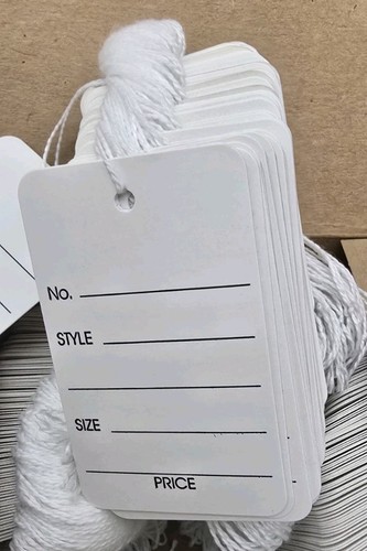 White Price Tags w/ String, 2 7/8 X 1 3/4, Pack of 1000