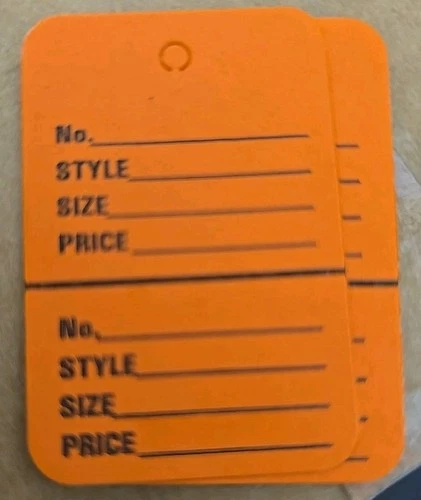 Small Orange Perforated Price Tag Coupons (2 pcs/1000)