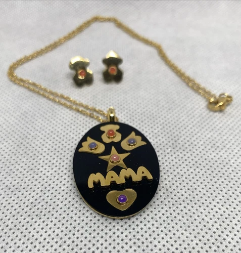 11" Chain & Black Stainless Steel Medal Earrings for Mom - photo 3