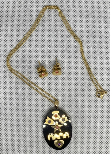 11" Chain & Black Stainless Steel Medal Earrings for Mom - photo 4