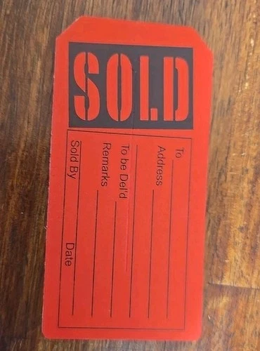 4 3/4" x 2 3/8" 'Sold' Tags (Red/Black, 1000ct)
