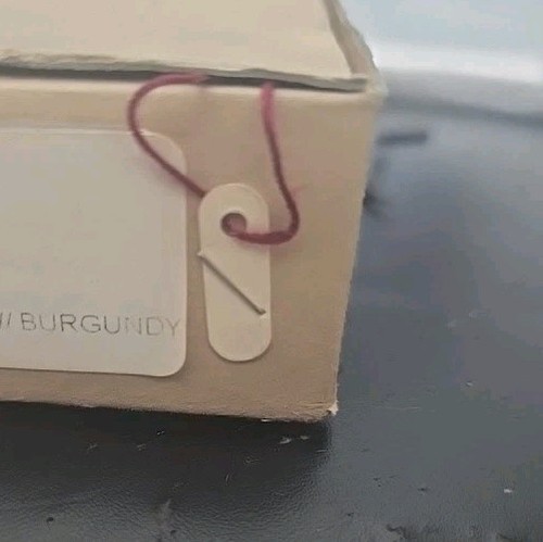White Merchandise Tags with Burgundy Cord - 1/4" Wide - photo 2