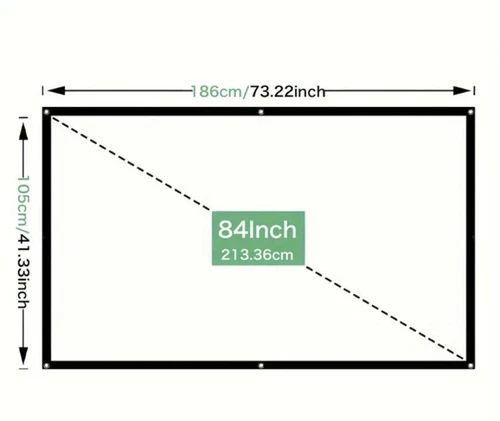 84 Inch Projection Screen Anti-Crease Portable Foldable 16:9