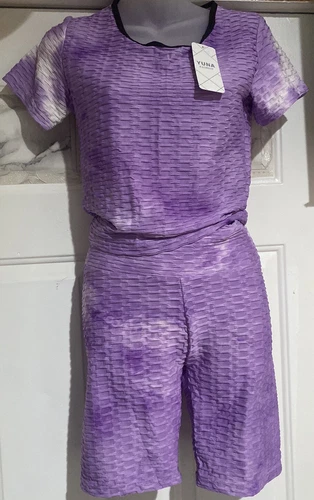 Yoga Set Top & Shorts Lilac/Orange/Pink Gradient S/M - photo 2