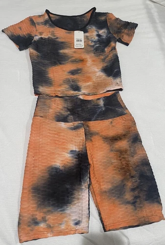 Yoga Set Top & Shorts Lilac/Orange/Pink Gradient S/M - photo 4