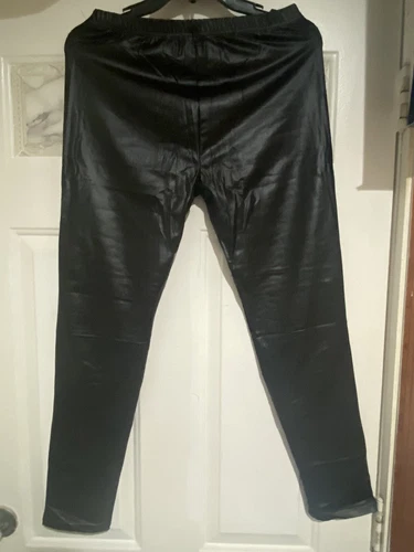 NEILIXIL Women's Leather Pants with Black Transparencies - XL