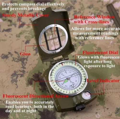 Sportneer Military Lensatic Camping Compass w/ Bag - photo 4