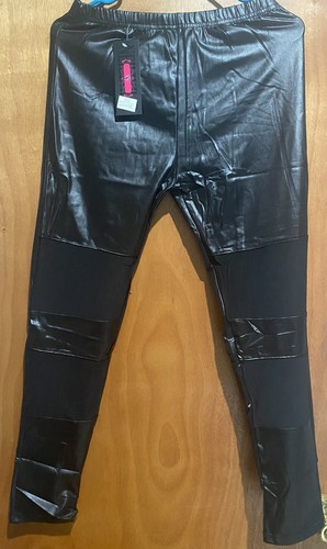 NEILIXIL Lady Leather Pants Shiny Black XL