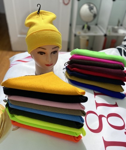 Mens Womens Knit Plain Beanie Ski Sports Winter Brimless Snow Ha
