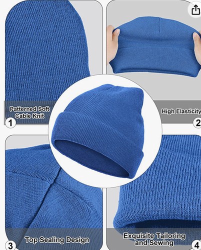 Mens Womens Knit Plain Beanie Ski Sports Winter Brimless Snow Ha - photo 4