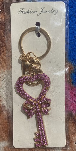 Metal Keychains - Key Shape with Pink Bow