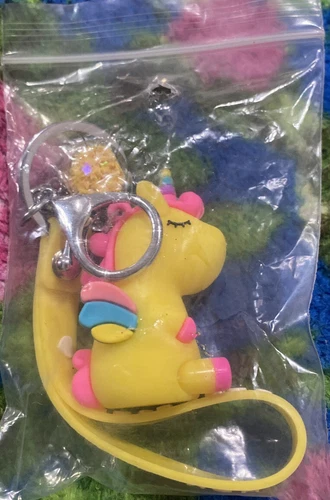 Unicorn Rubber and Metal Keychain - 1 Purple, 2 Pink, 4 Yellow - photo 2