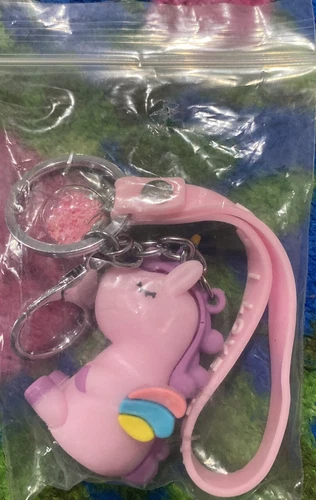 Unicorn Rubber and Metal Keychain - 1 Purple, 2 Pink, 4 Yellow - photo 3