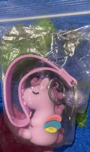 Unicorn Rubber and Metal Keychain - 1 Purple, 2 Pink, 4 Yellow - photo 4