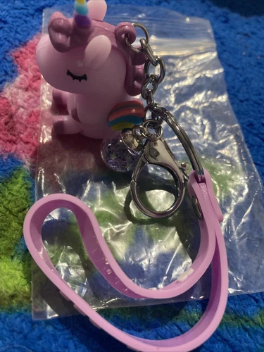 Unicorn Rubber and Metal Keychain - 1 Purple, 2 Pink, 4 Yellow - photo 5