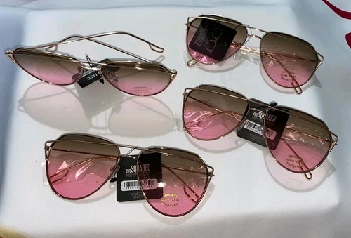 New unisex sunglasses with gold metal frames, brown/pink lenses, - photo 2
