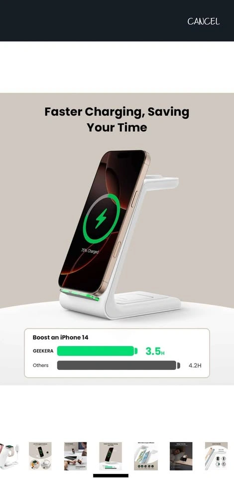 GEEKERA 3 in 1 Wireless Charging Stand - photo 2