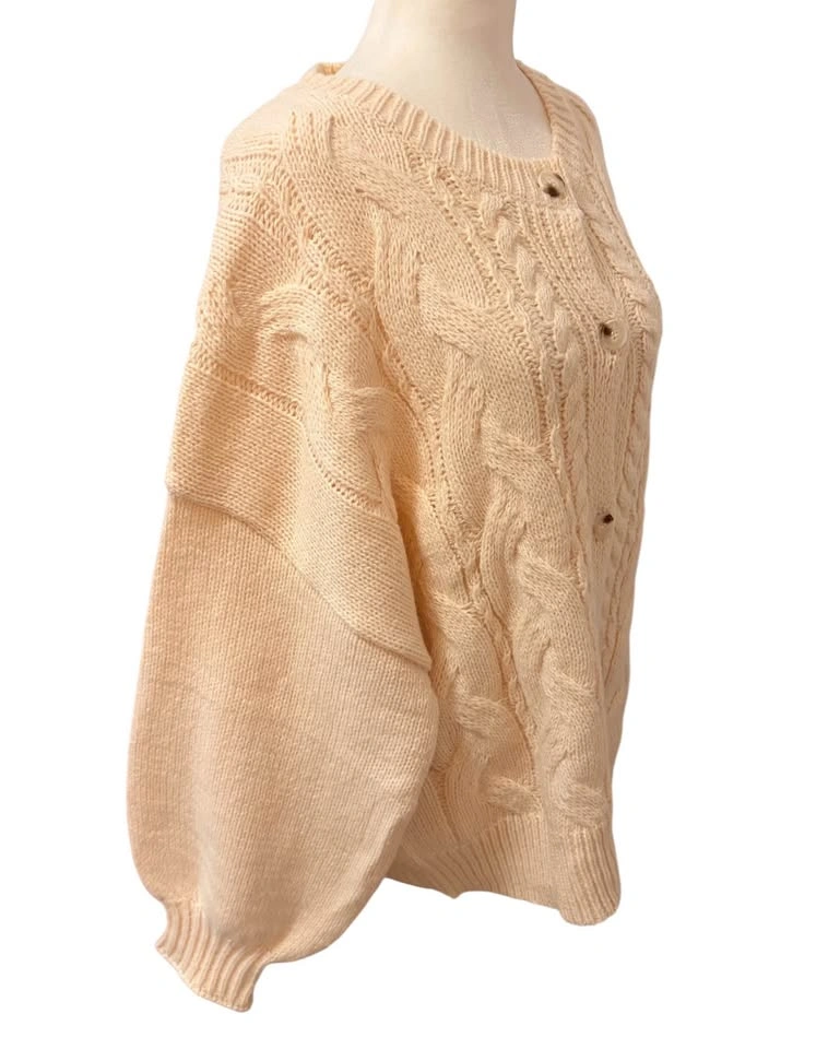 NEW Apricot Cable Knit XL Cardigan Sweater - photo 3