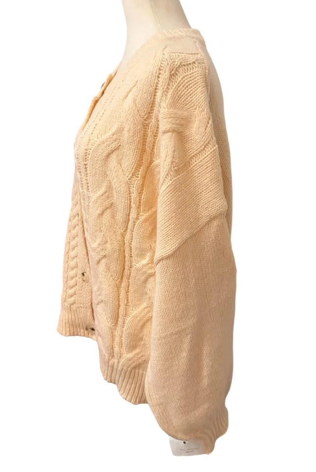 NEW Apricot Cable Knit XL Cardigan Sweater - photo 4