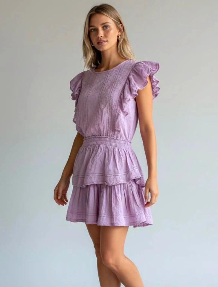 LoveShackFancy Natasha Wisteria Lavender Small Cotton Ruffle Min