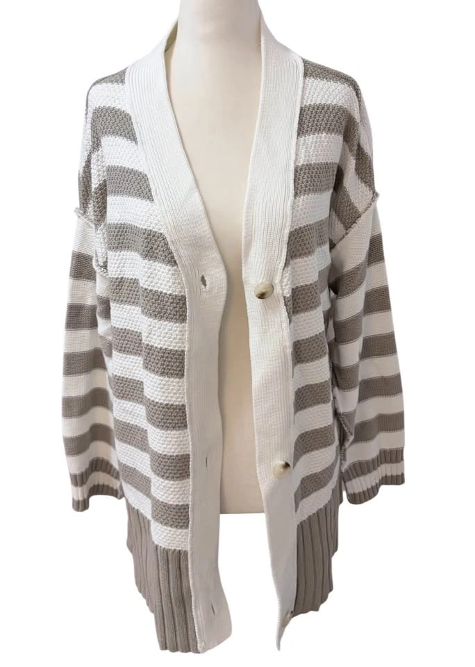 NEW Pretty Garden Striped Medium Button Front Cardigan Sweater - photo 2
