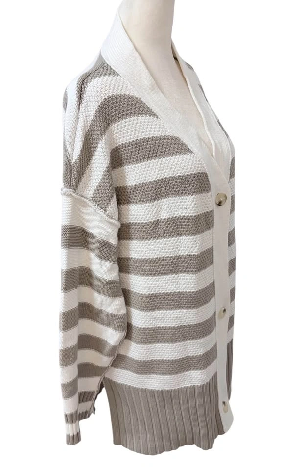 NEW Pretty Garden Striped Medium Button Front Cardigan Sweater - photo 5