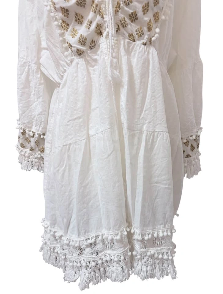 Shiva White Embroidered Boho Mini Dress One Size Swim Beach Cove - photo 4