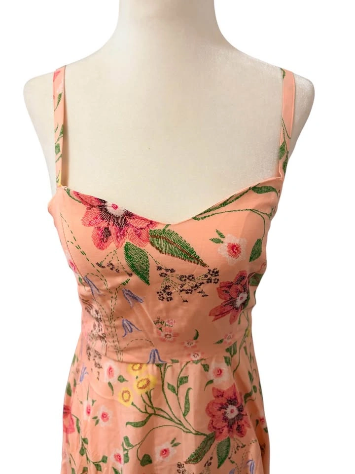 Old Navy Peach Floral Smocked Back Ruffle Sun Dress - Size S - photo 3