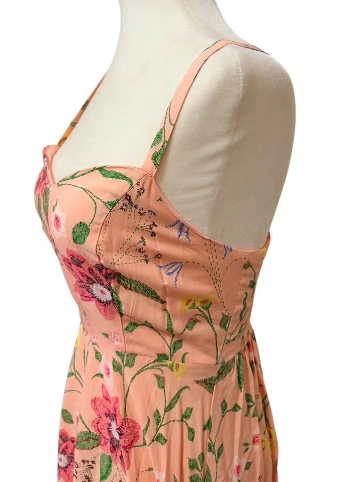 Old Navy Peach Floral Smocked Back Ruffle Sun Dress - Size S - photo 4