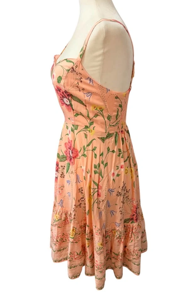 Old Navy Peach Floral Smocked Back Ruffle Sun Dress - Size S - photo 5