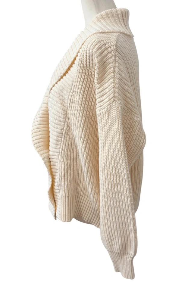 Joe Fresh Cream Ribbed Double Breasted Cardigan - Large - photo 4