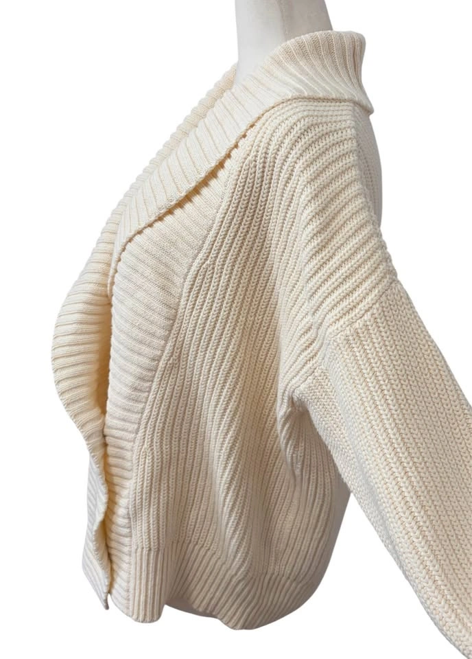 Joe Fresh Cream Ribbed Double Breasted Cardigan - Large - photo 5
