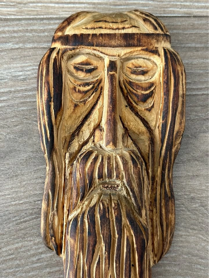 Hand-Carved Wood Spirit Wall Hanging – Rustic Folk Art - photo 2