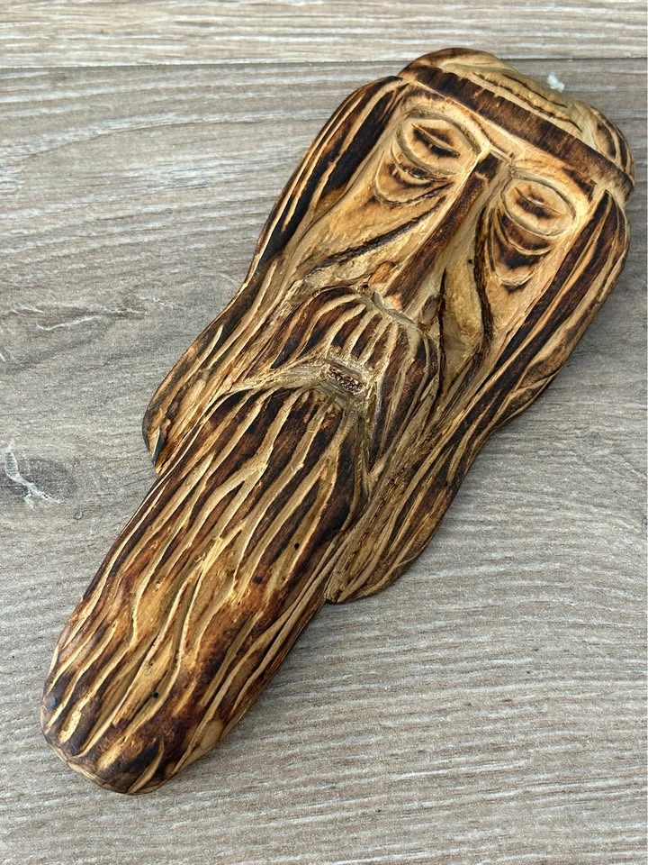 Hand-Carved Wood Spirit Wall Hanging – Rustic Folk Art - photo 5