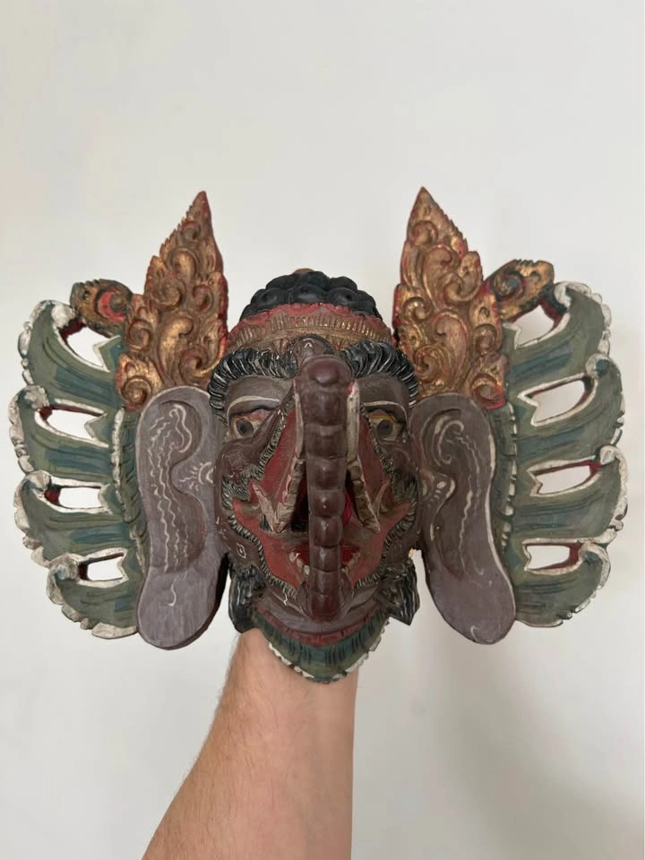 Vintage Balinese Hand-Carved Wood Mask – Barong / Garuda Wall Ar - photo 2