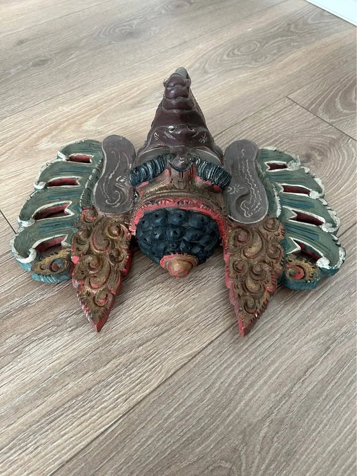 Vintage Balinese Hand-Carved Wood Mask – Barong / Garuda Wall Ar - photo 4