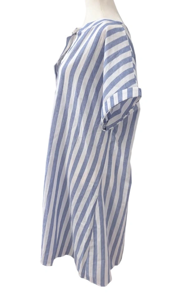 NEW Blue White Striped Shirt Dress Size L Summer Beach Cover Up - photo 5