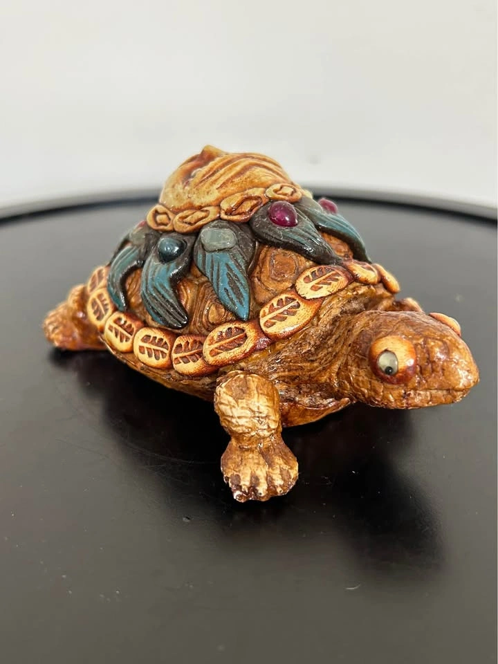 Vintage Mayan / Aztec Turtle Figurine - Sun Deity Shell - photo 2