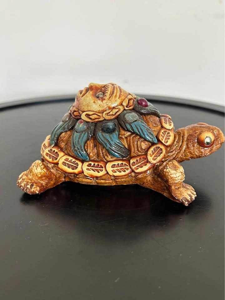 Vintage Mayan / Aztec Turtle Figurine - Sun Deity Shell - photo 3