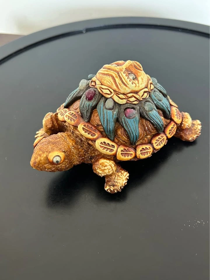 Vintage Mayan / Aztec Turtle Figurine - Sun Deity Shell - photo 5