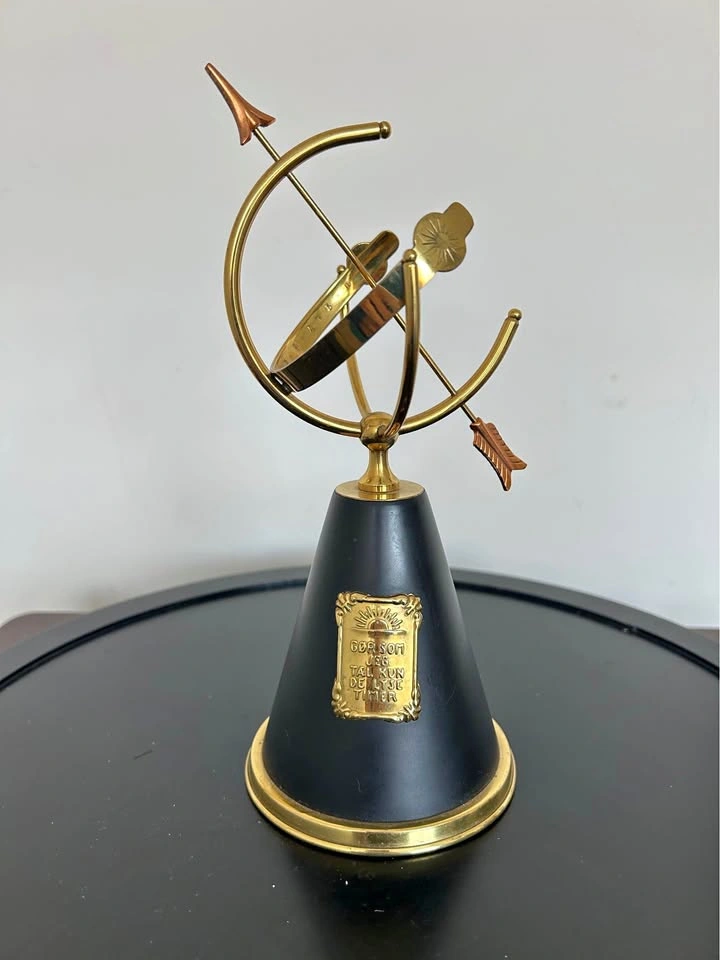 Vintage Danish Brass Armillary Sundial - Count Sunny Hours