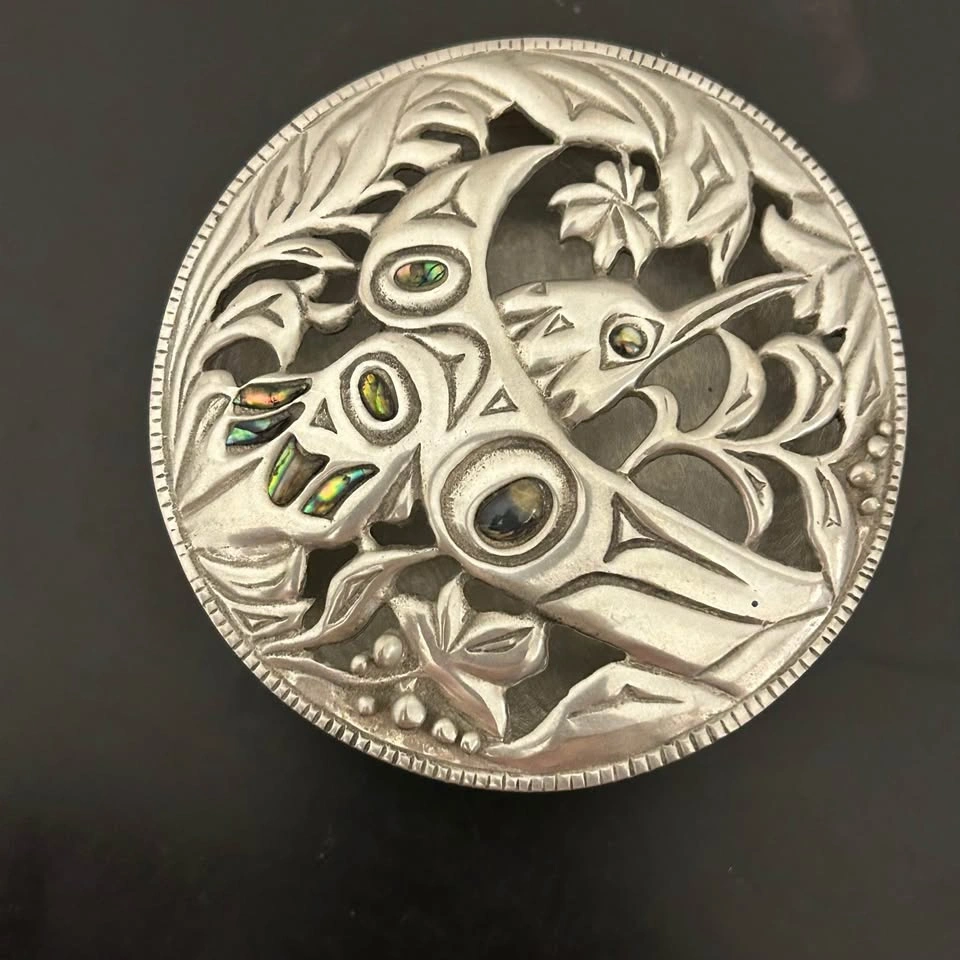 Glen Rabena Pewter Trinket Pot – Hummingbird & Abalone Inlay - photo 2