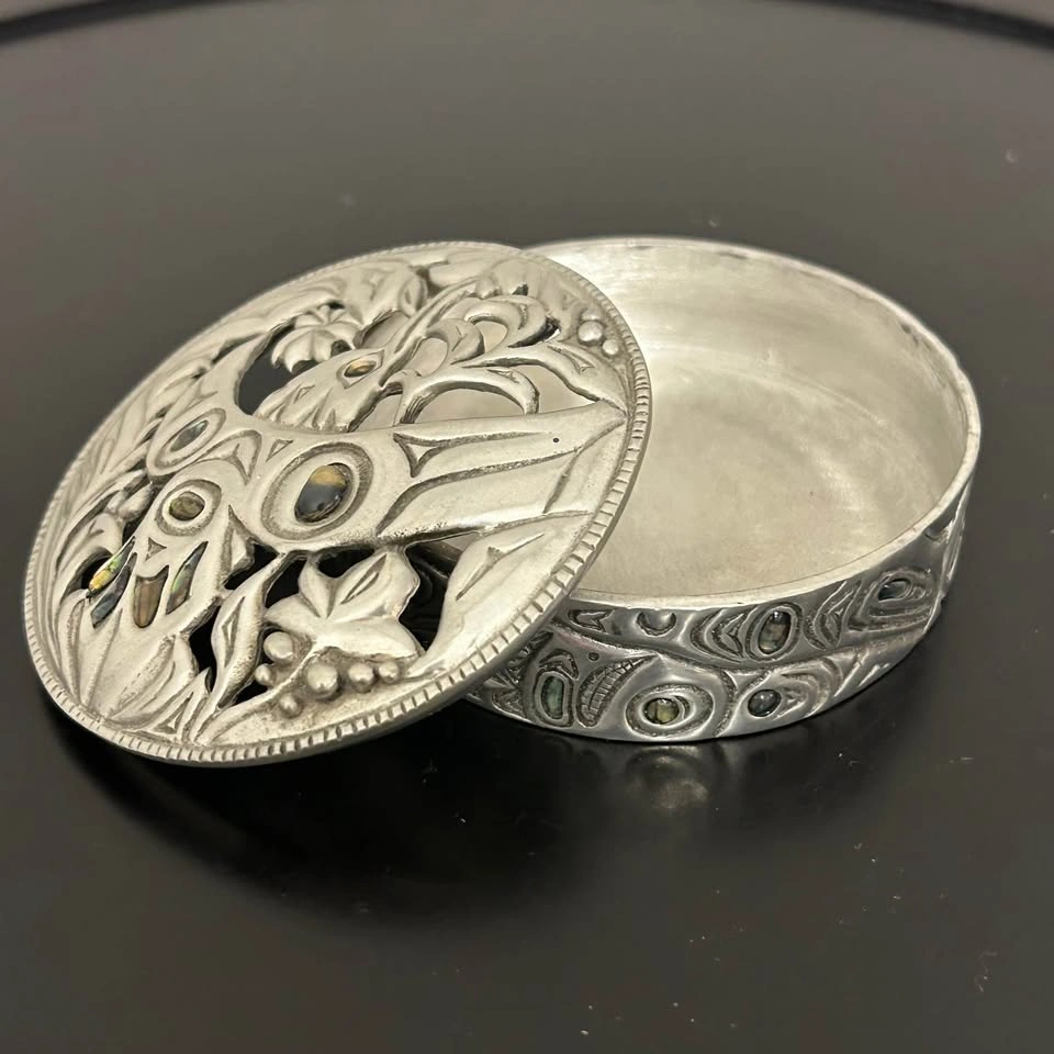 Glen Rabena Pewter Trinket Pot – Hummingbird & Abalone Inlay - photo 3