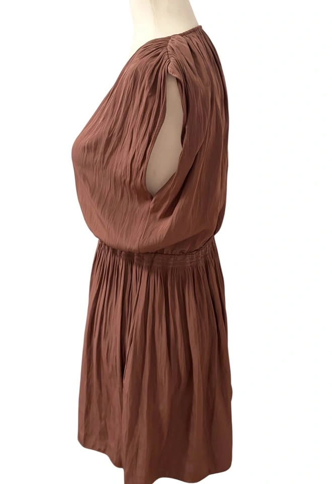 Wilfred Aritzia Brown Mini Dress XS Wrap V-Neck Short Sleeve Cas - photo 5