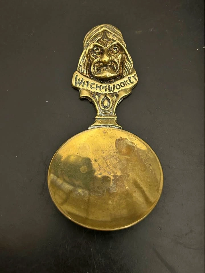 Vintage Brass Witch of Wookey Hole Caddy Spoon