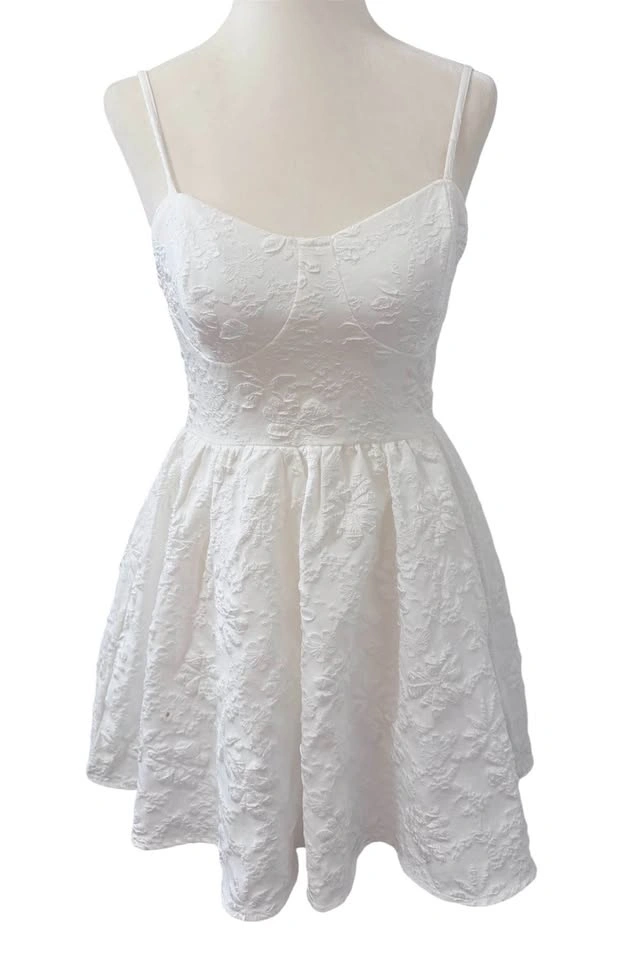 SHEIN MOD White Floral Jacquard Mini Dress XS - photo 2